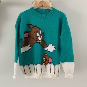 Vintage Hand Knit Tom & Jerry Sweater
